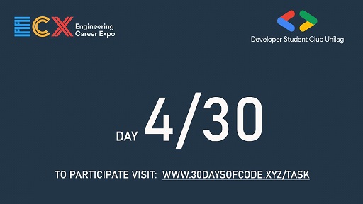 Day 4 flyer of ECX #30DaysOfCode