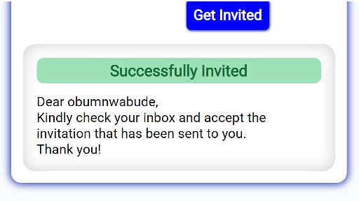 Screenshot of Successful Invitation in GitHub Invite