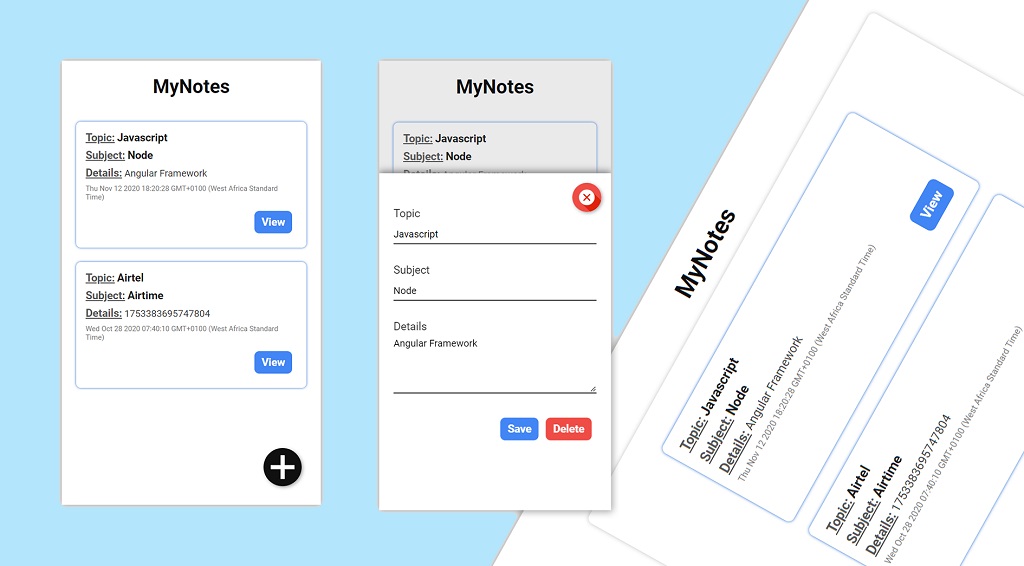 Screens of using MyNotes